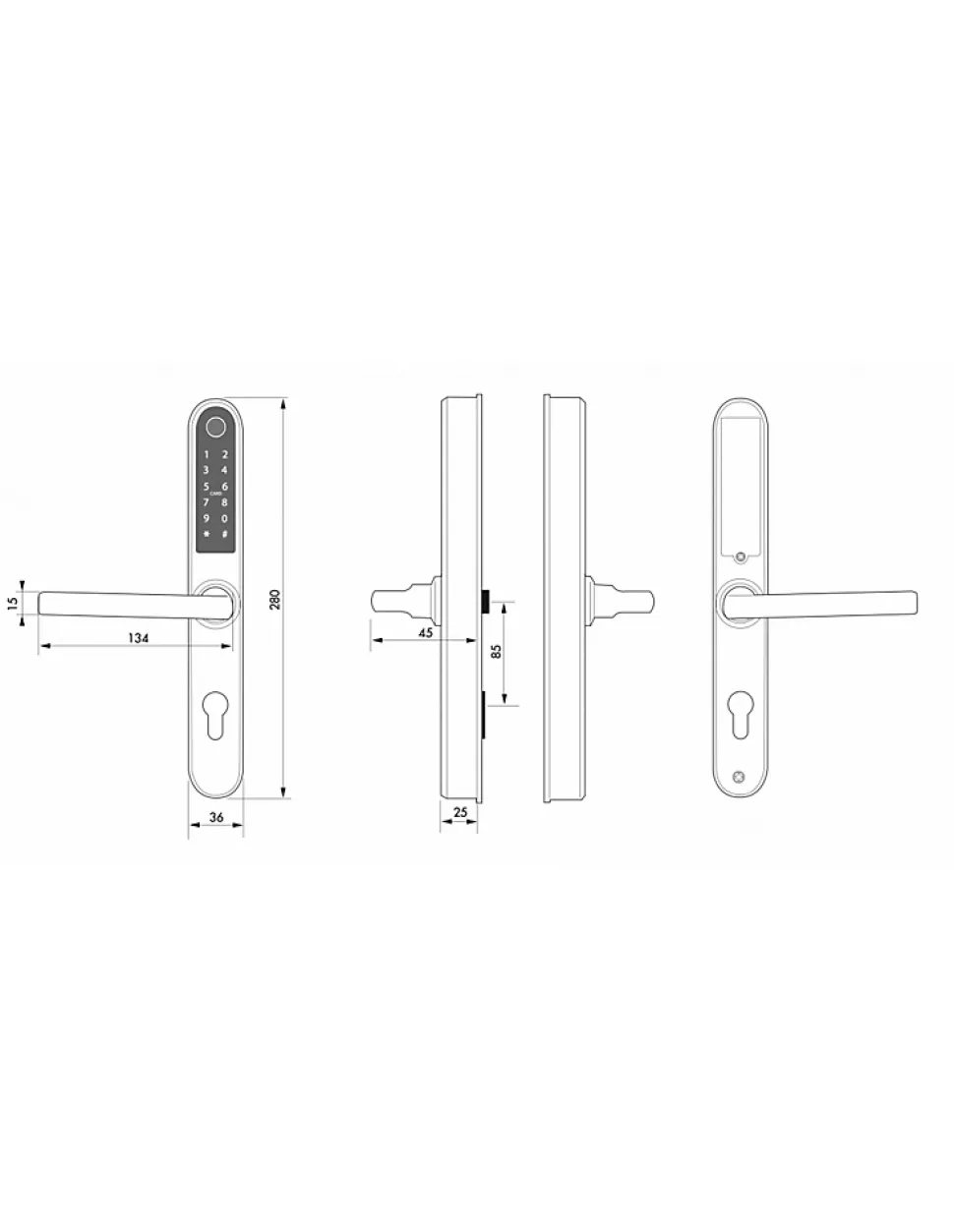 Paire de poignées connectées Intelock Multi, pour porte d'entrée, entr'axes 85mm, argent - INTELOCK