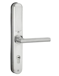 Paire de poignées connectées Intelock Multi, pour porte d'entrée, entr'axes 85mm, argent - INTELOCK