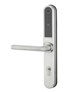 Paire de poignées connectées Intelock Multi, pour porte d'entrée, entr'axes 72mm, argent - INTELOCK