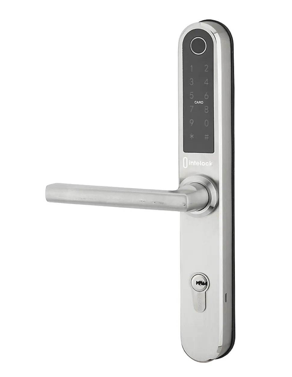 Paire de poignées connectées Intelock Multi, pour porte d'entrée, entr'axes 72mm, argent - INTELOCK