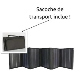 Panneau solaire portatif pliable SolarTec 60 - 60W 18V 3.3A - 6 pans monocristallins - Port USB A/C - Câble DC - Protec