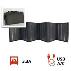 Panneau solaire portatif pliable SolarTec 60 - 60W 18V 3.3A - 6 pans monocristallins - Port USB A/C - Câble DC - Protec