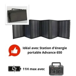 Panneau solaire portatif pliable SolarTec 60 - 60W 18V 3.3A - 6 pans monocristallins - Port USB A/C - Câble DC - Protec