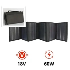 Panneau solaire portatif pliable SolarTec 60 - 60W 18V 3.3A - 6 pans monocristallins - Port USB A/C - Câble DC - Protec