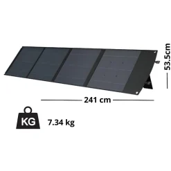 Panneau solaire portatif SolarTec 200 - 200w 18V 6.6A - 4 pans monocristallins - Port USB A-C - Câble DC - Protec