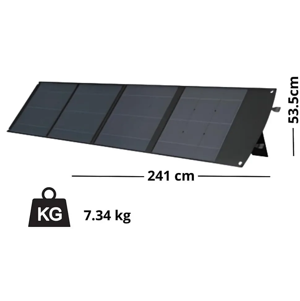 Panneau solaire portatif SolarTec 200 - 200w 18V 6.6A - 4 pans monocristallins - Port USB A-C - Câble DC - Protec