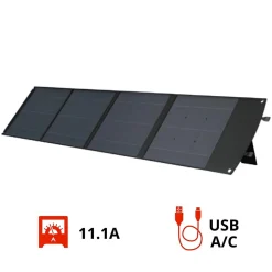 Panneau solaire portatif SolarTec 200 - 200w 18V 6.6A - 4 pans monocristallins - Port USB A-C - Câble DC - Protec