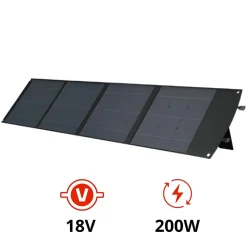 Panneau solaire portatif SolarTec 200 - 200w 18V 6.6A - 4 pans monocristallins - Port USB A-C - Câble DC - Protec