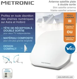 Parabole plate à double sortie - LNB twin intégrée