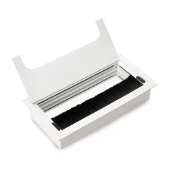 Passe-câbles de table Emuca Quadrum, rectangulaire, 159x80mm, à encastrer, Aluminium, Peint en blanc