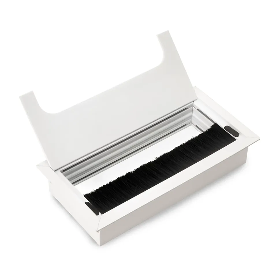 Passe-câbles de table Emuca Quadrum, rectangulaire, 159x80mm, à encastrer, Aluminium, Peint en blanc