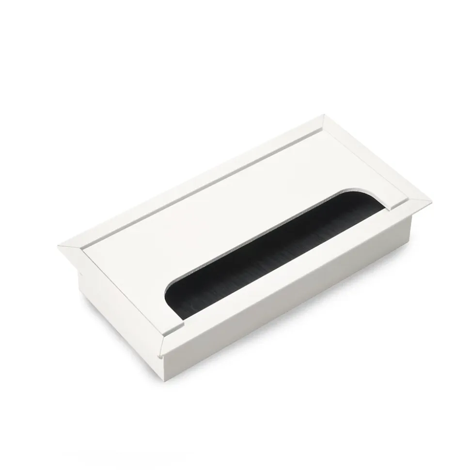 Passe-câbles de table Emuca Quadrum, rectangulaire, 159x80mm, à encastrer, Aluminium, Peint en blanc
