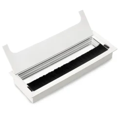 Passe-câbles de table Emuca Quadrum, rectangulaire, 269x80mm, à encastrer, Aluminium, Peint en blanc