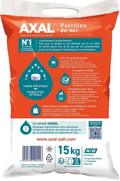 Pastilles de sel pour adoucisseur d'eau 15kg AXAL