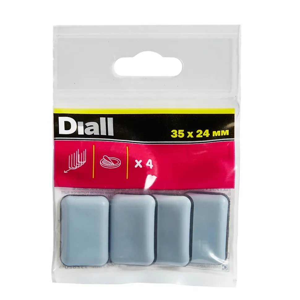Patin auto-adhésifs Diall 35 x 24 mm x 4, blanc + gris/bleu