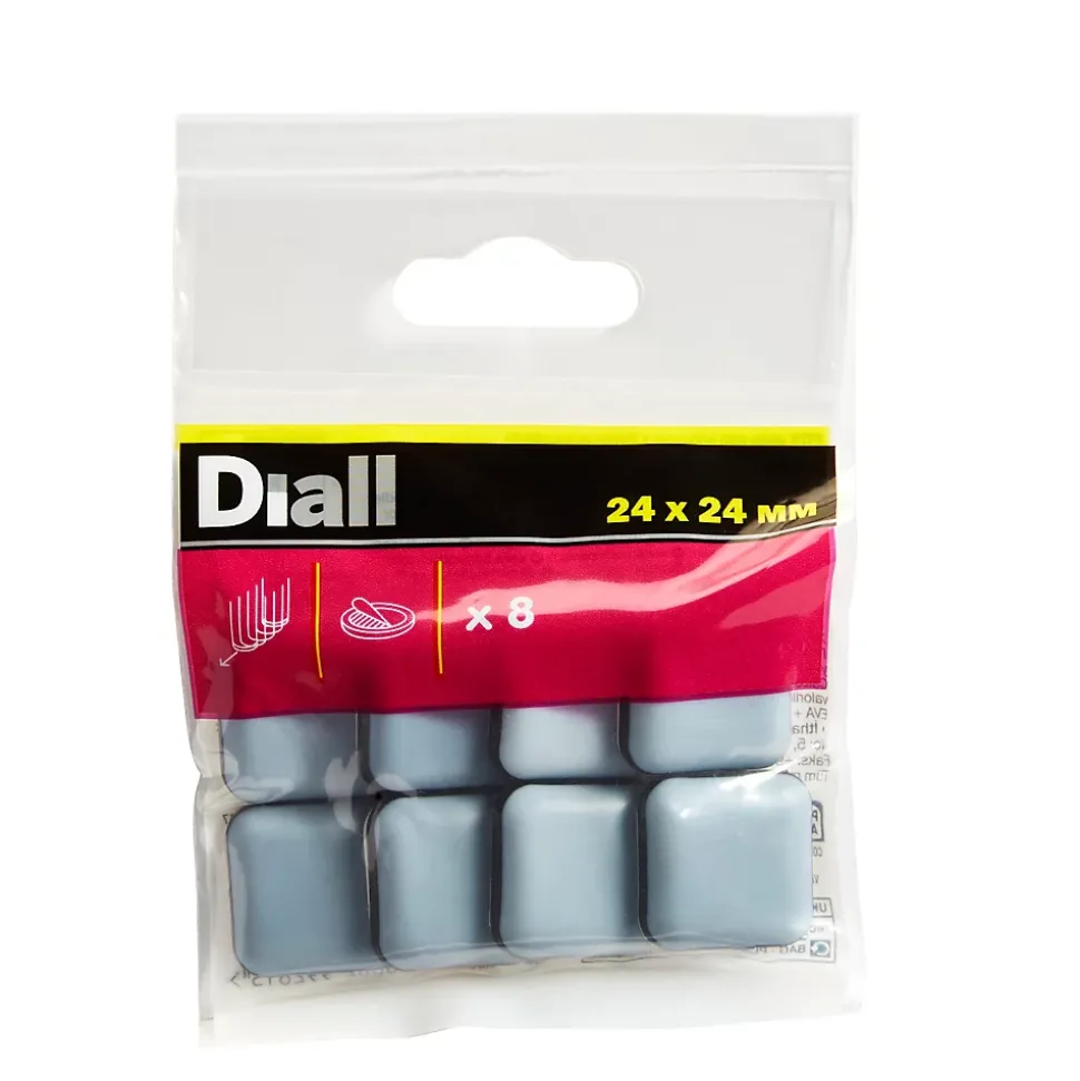 Patin auto-adhésifs Diall 24 x 24 mm x 8, blanc + gris/bleu