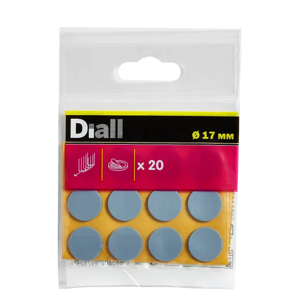 Patin auto-adhésifs Diall 17 mm x 20, noir + gris/bleu
