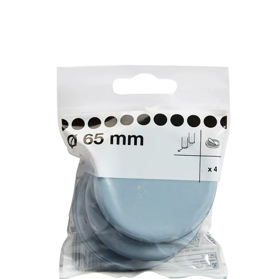 Patin auto-adhésifs Diall 65 mm x 4, blanc + gris/bleu