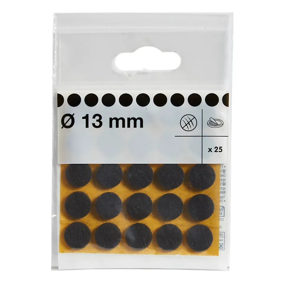 Patin en feutre auto-adhésifs Diall 13 mm x 25, marron