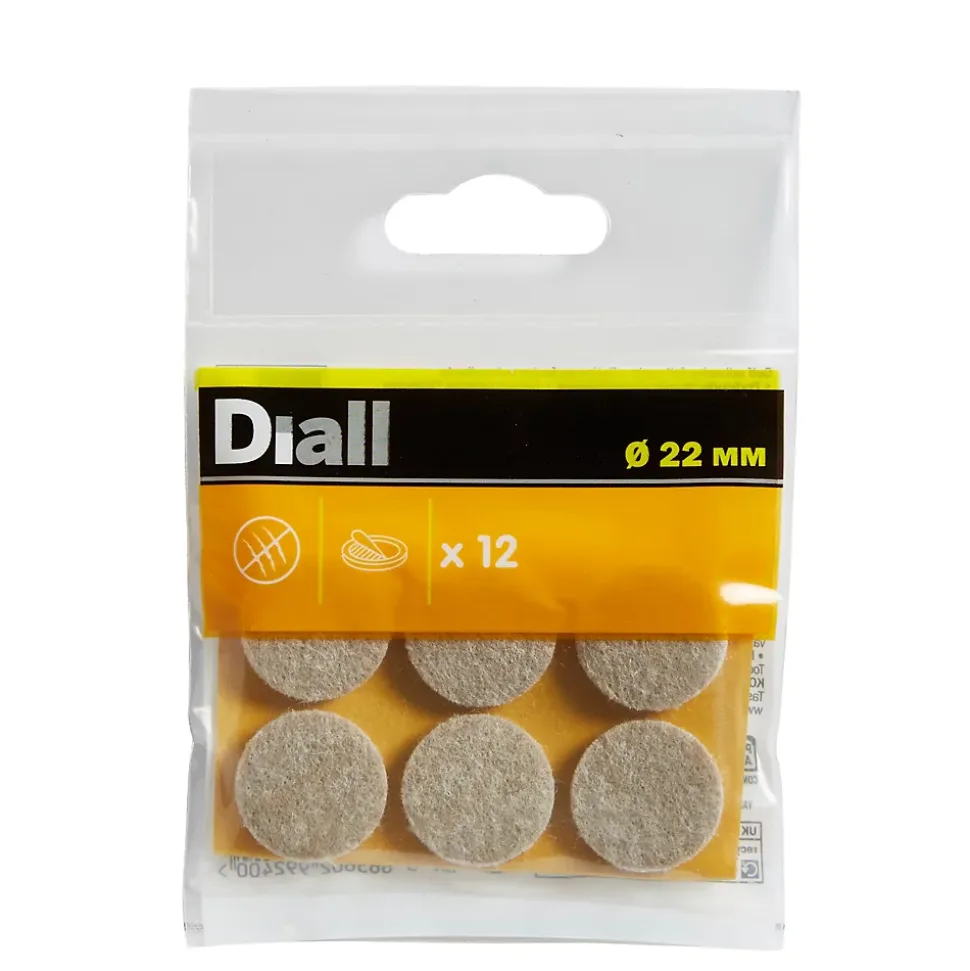 Patin en feutre auto-adhésifs Diall 22 mm x 12, beige