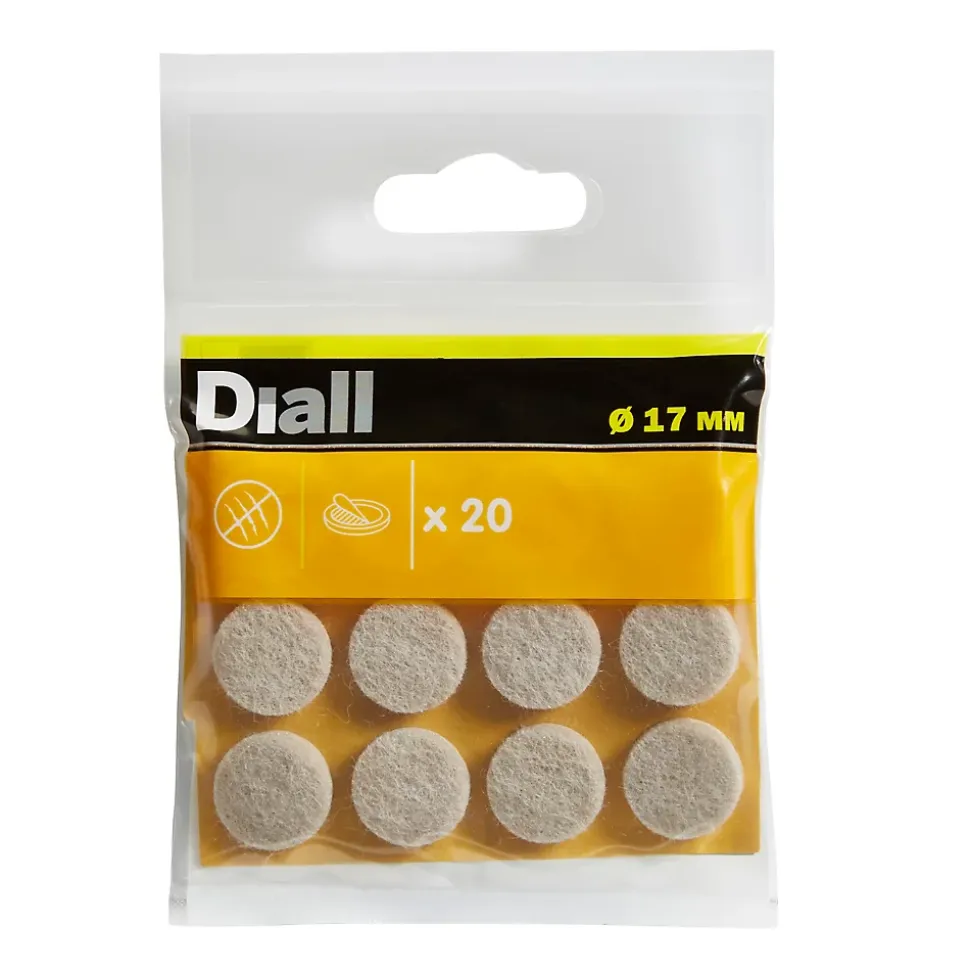 Patin en feutre auto-adhésifs Diall 17 mm x 20, beige