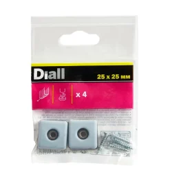 Patin vissés Diall 25*25 mm x 4, noir + gris/bleu