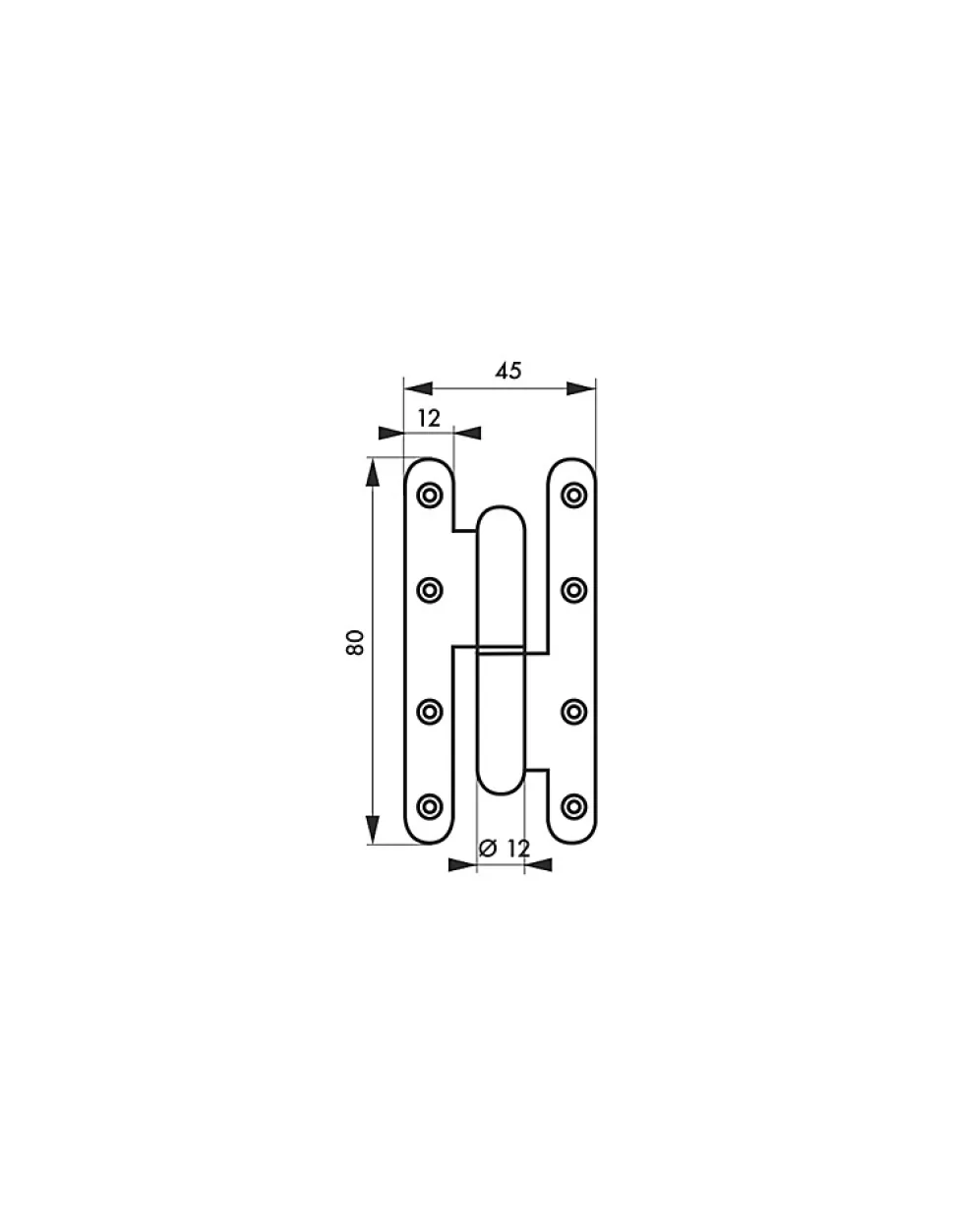 Paumelle de Paris porte d'entrée / d'intérieur, 80x45mm, acier, droite - THIRARD