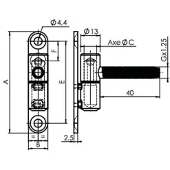 Paumelle fiche diamètre 13mm hauteur 68mm époxy blanc - MONIN - 654000