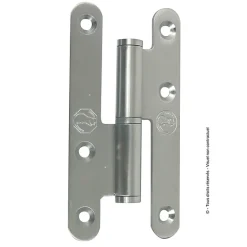 Paumelle parisienne gauche bout rond en inox 140x70 mm