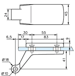 Paumelle pour feuillure sup à 40 mm LAGUNE 4201 - STREMLER Argent
