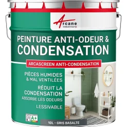 Peinture anti-condensation, anti odeur pour pièces humides Gris Basalte - RAL 7012 - 10 L - ARCANE INDUSTRIES