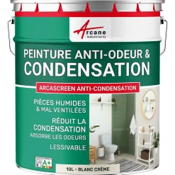 Peinture anti-condensation, anti odeur pour pièces humides : ARCASCREEN ANTI CONDENSATION Blanc Crème - 10 L - ARCANE INDUSTRIES
