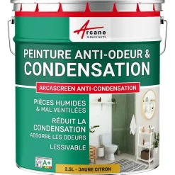 Peinture anti-condensation, anti odeur pour pièces humides Jaune citron - RAL 1012 - 2.5 L - ARCANE INDUSTRIES