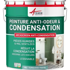 Peinture anti-condensation, anti odeur pour pièces humides Turquoise Pastel - RAL 6034 - 10 L - ARCANE INDUSTRIES