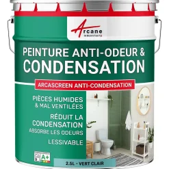 Peinture anti-condensation, anti odeur pour pièces humides Vert clair - RAL 6027 - 2.5 L - ARCANE INDUSTRIES