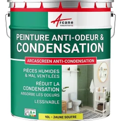 Peinture anti-condensation, anti odeur pour pièces humides Jaune soufre - RAL 1016 - 10 L - ARCANE INDUSTRIES