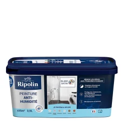 Peinture anti-humidité intérieur satin blanc Ripolin 2,5L