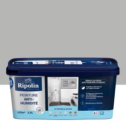 Peinture anti-humidité intérieur satin gris lome Ripolin 2,5L
