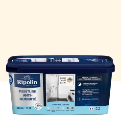 Peinture anti-humidité intérieur satin blanc cassé Ripolin 2,5L