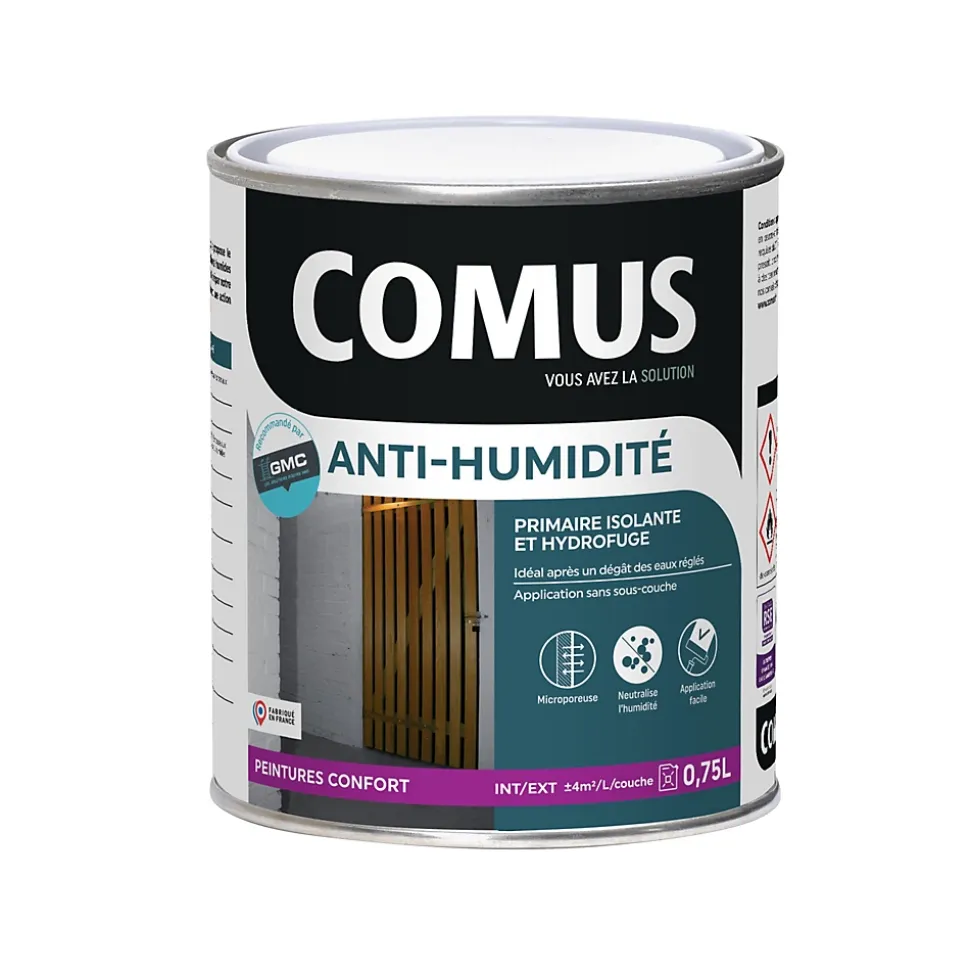 PEINTURE ANTI-HUMIDITE 0.75L- Primaire et finition hydrofuge - COMUS