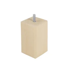 Pied de lit carré en hêtre Bar Plus texture bois H. 10 x L. 5,5 cm