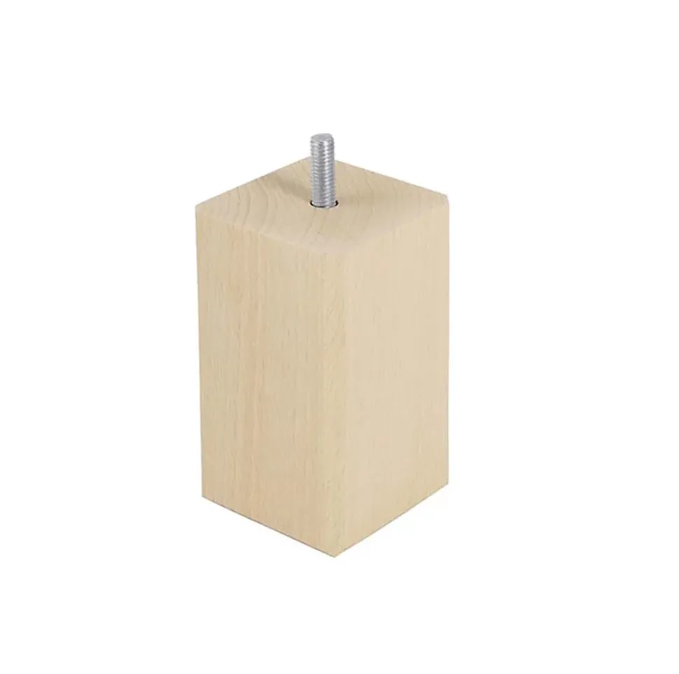 Pied de lit carré en hêtre Bar Plus texture bois H. 10 x L. 5,5 cm