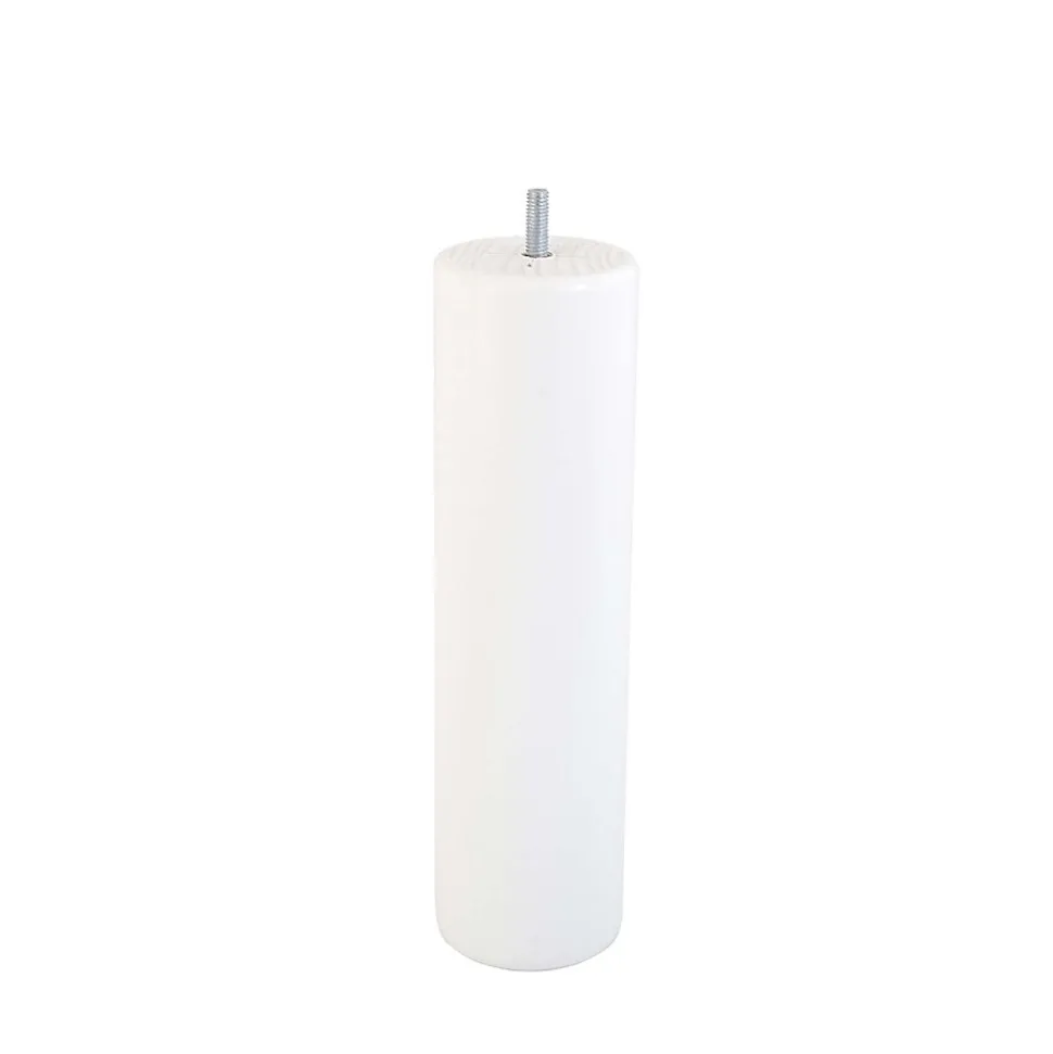 Pied de lit cylindrique en hêtre blanc Bar Plus H. 25 x Ø6,8 cm