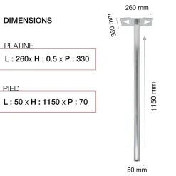 Pied elliptique Aluminium brut