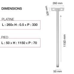 Pied elliptique Blanc neige brillant RAL 9016B