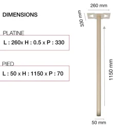 Pied elliptique Ivoire brillant RAL 1015B