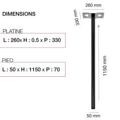 Pied elliptique Noir mat RAL 9005MT30