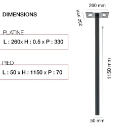 Pied elliptique Noir Sablé RAL 2100 MS
