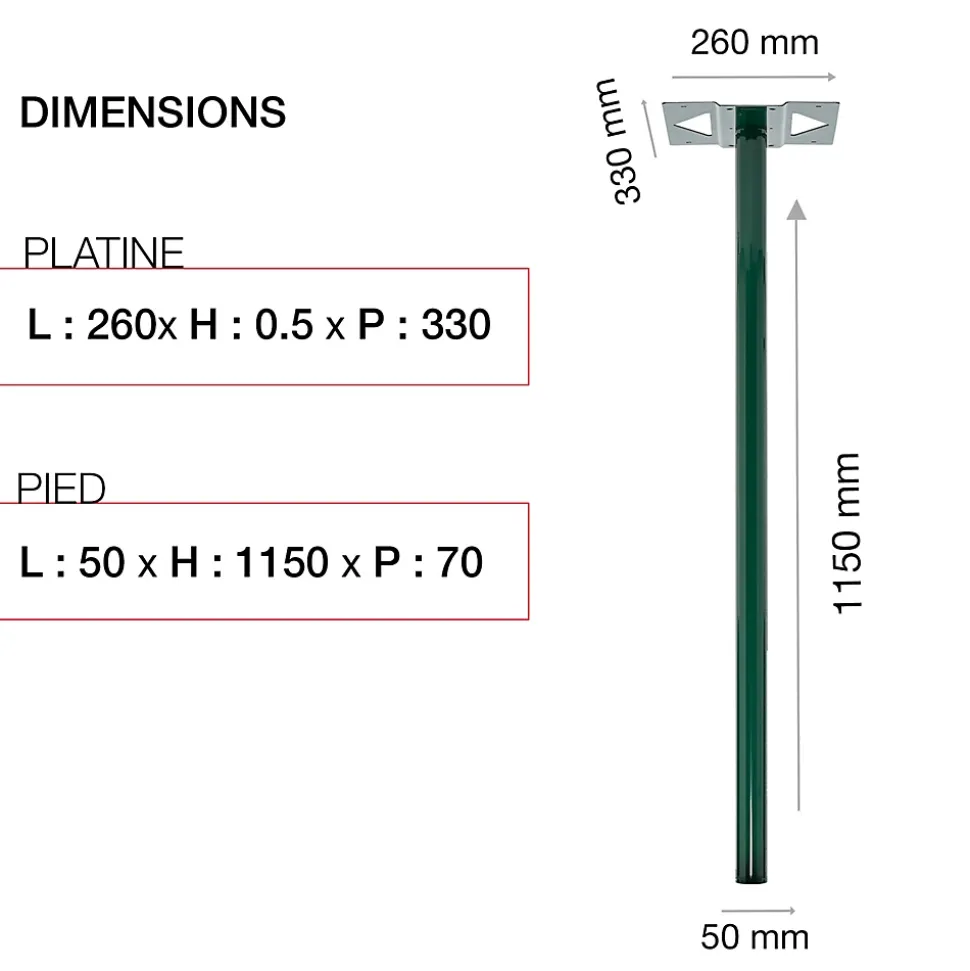 Pied elliptique Vert brillant RAL 6005B
