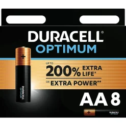 Pile alcaline AA (LR6) Duracell Optimum, lot de 8